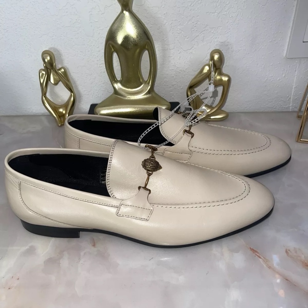 Kurt Geiger London Ali Loafers Cream Leather Embellished Eagle New   Size 45